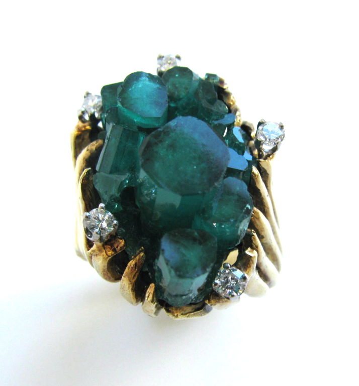 A Gold, Emerald and Diamond Ring, c1960 - Kimberly Klosterman Jewelry