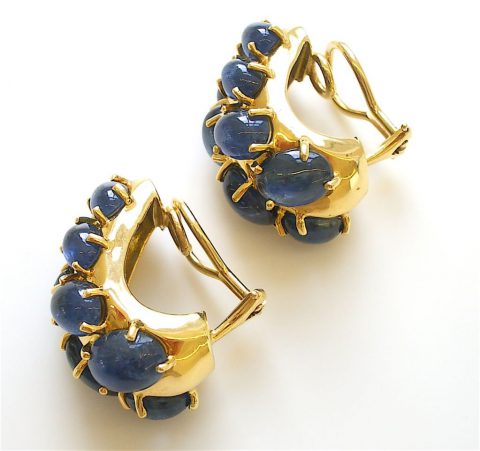 Sapphire Ear Clips by Seaman Schepps - Kimberly Klosterman Jewelry