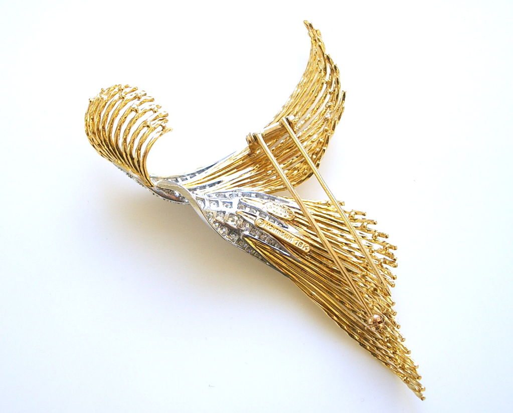 STERLE Gold and Diamond Brooch, French, c1960 - Kimberly Klosterman Jewelry