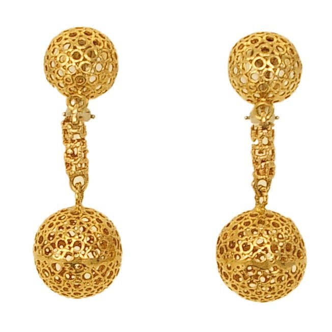 Gold Drop Earrings Signed