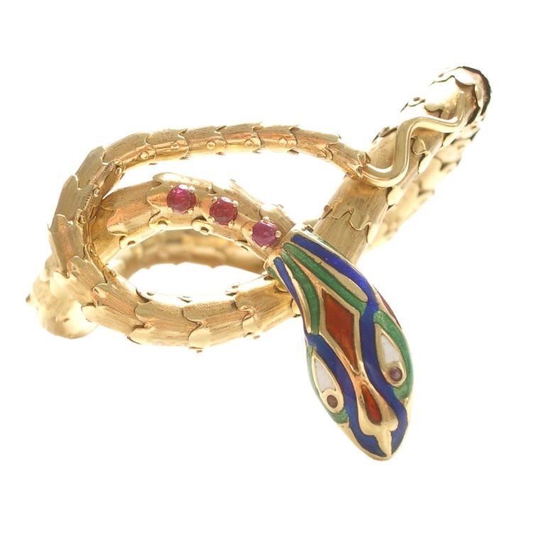 Gold, Enamel and Ruby Bracelet circa 1960