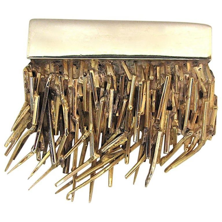Arnaldo Pomodoro Unique White and Yellow Gold Brooch, 1960