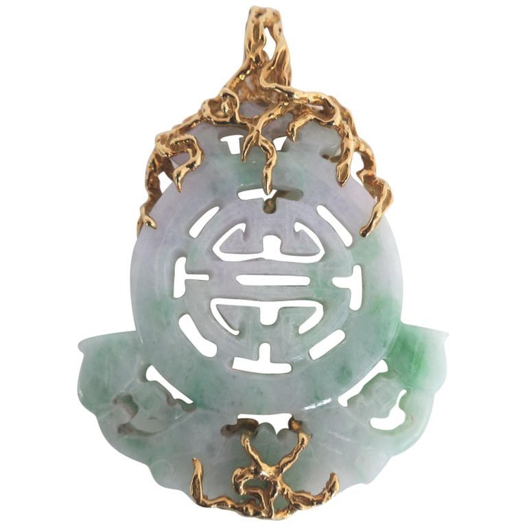Arthur King Jade and Gold Longevity Pendant
