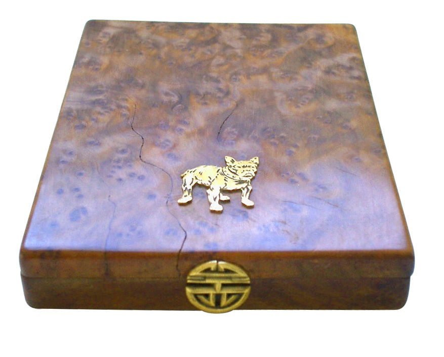 An Art Deco 18k Gold and Burlewood Box, French