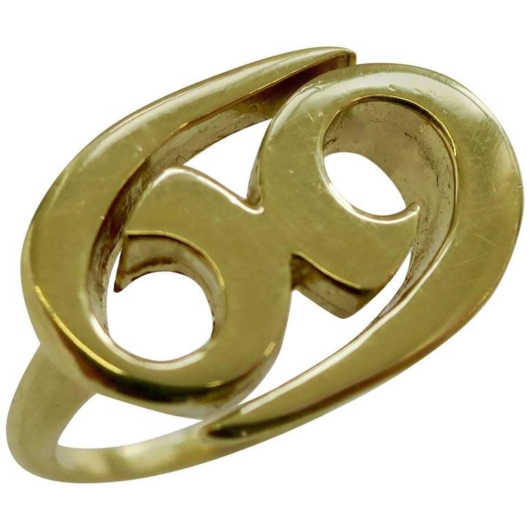 1970s Cartier Gold Zodiac Ring Cancer