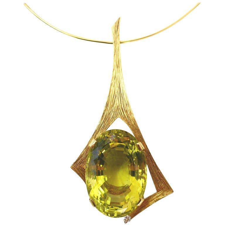Andrew Grima Lemon Quartz Pendant Necklace, 1970s